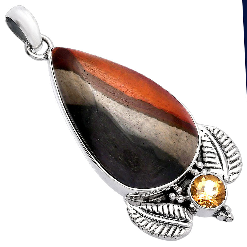 Natural Polygram Jasper & Citrine Pendant P-1127 SDP145919-1