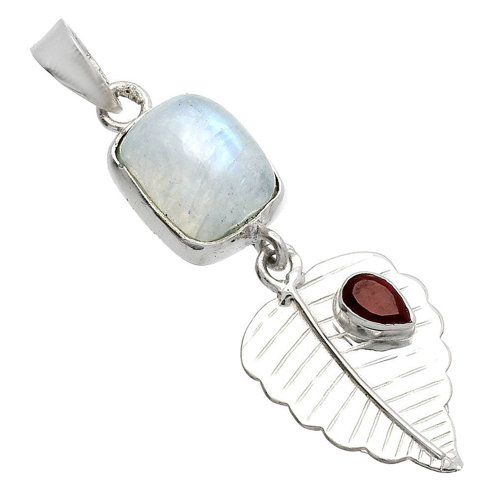 Rainbow Moonstone - India & Garnet Pendant P-1539 SDP146845-1
