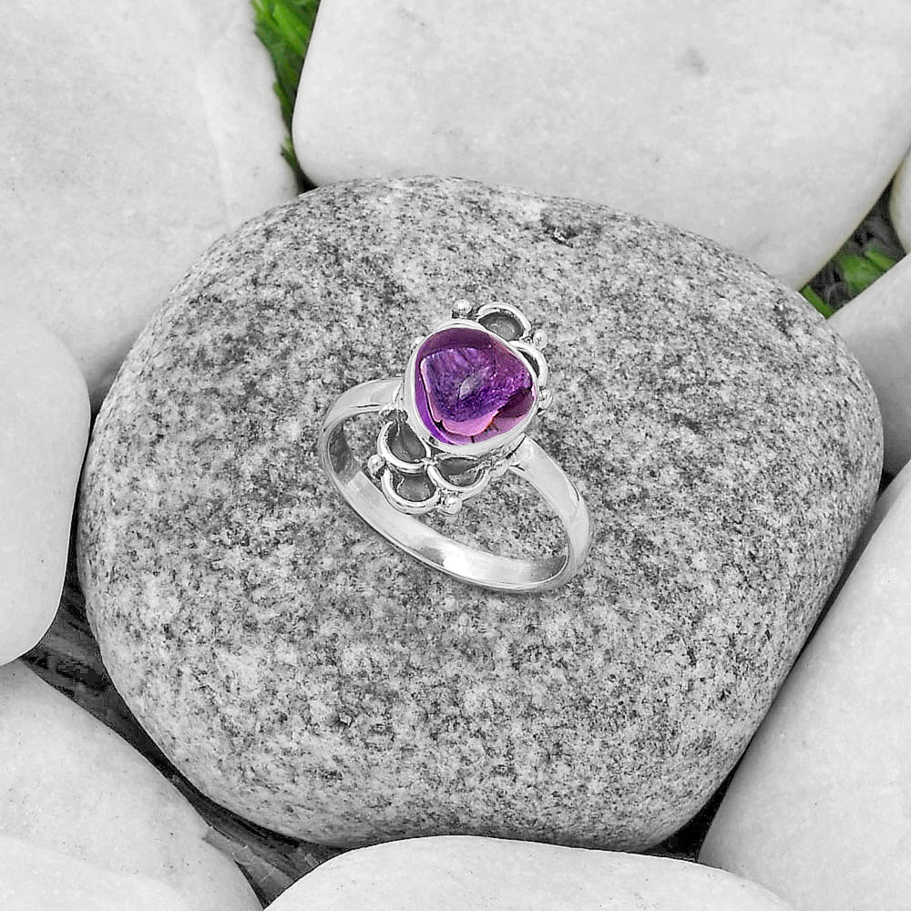 Natural Amethyst Cab - Brazil Ring size-7 R-1104 SDR174465-1