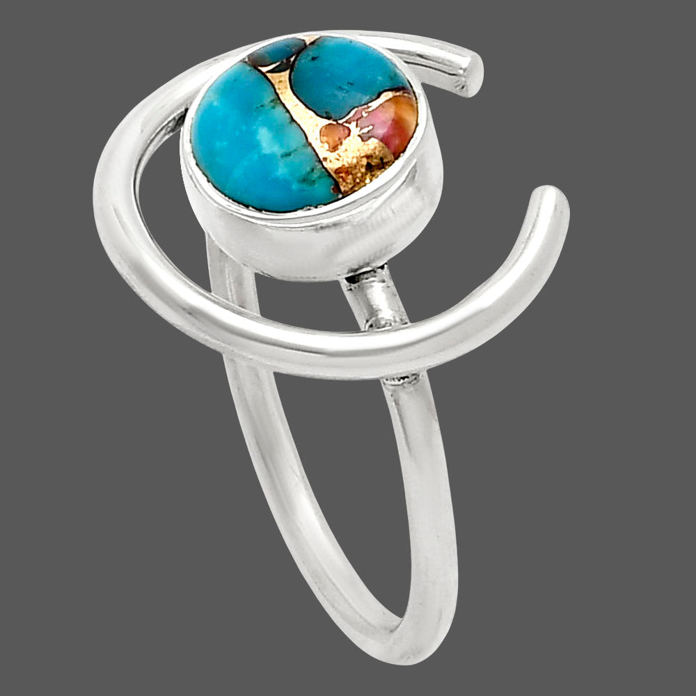 Kingman Pink Dahlia Turquoise Ring size-8 R-1036 SDR249261-2