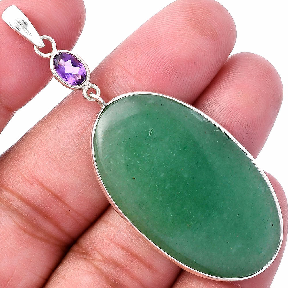 Green Aventurine & Amethyst Pendant Earrings Set T-1010 SDT03082-2