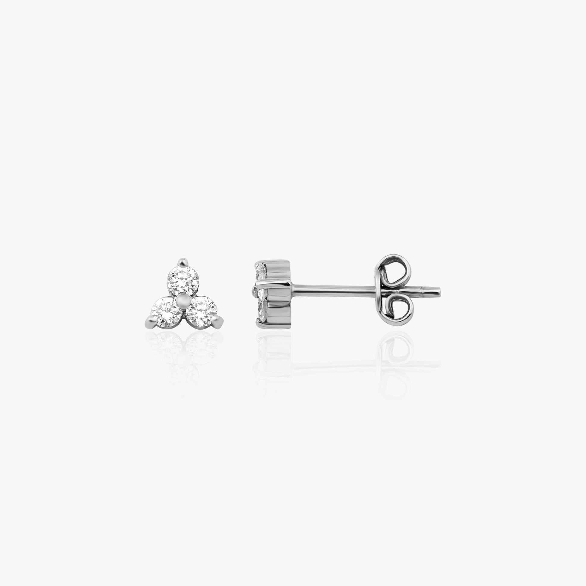 Single Three Diamond Stud Available in 14K and 18K Gold-3