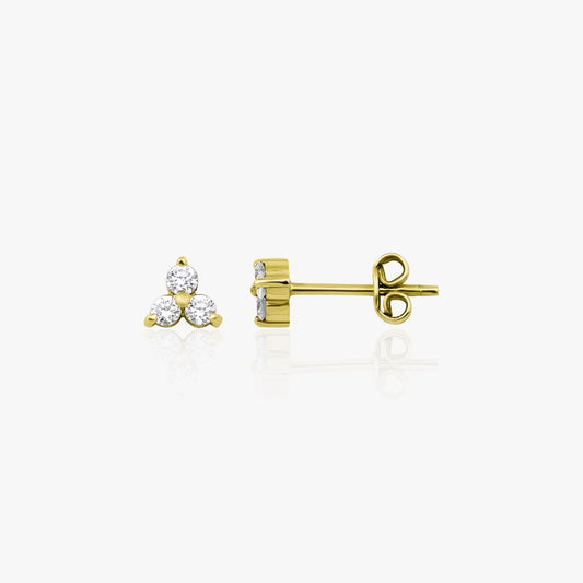 Single Three Diamond Stud Available in 14K and 18K Gold-0