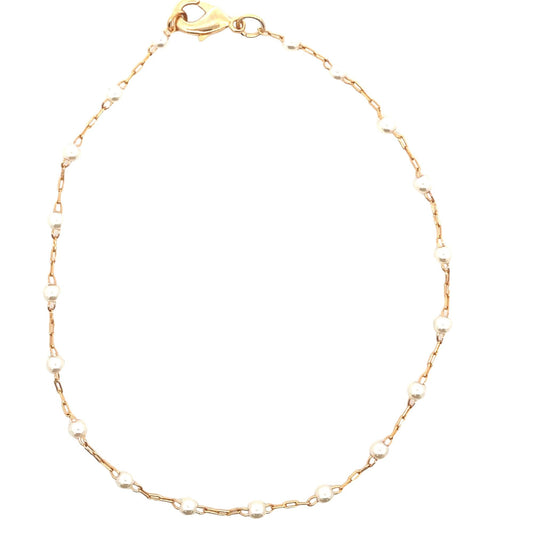Pearl Paperclip Link Chain Anklet (H121/E250/I481)-0