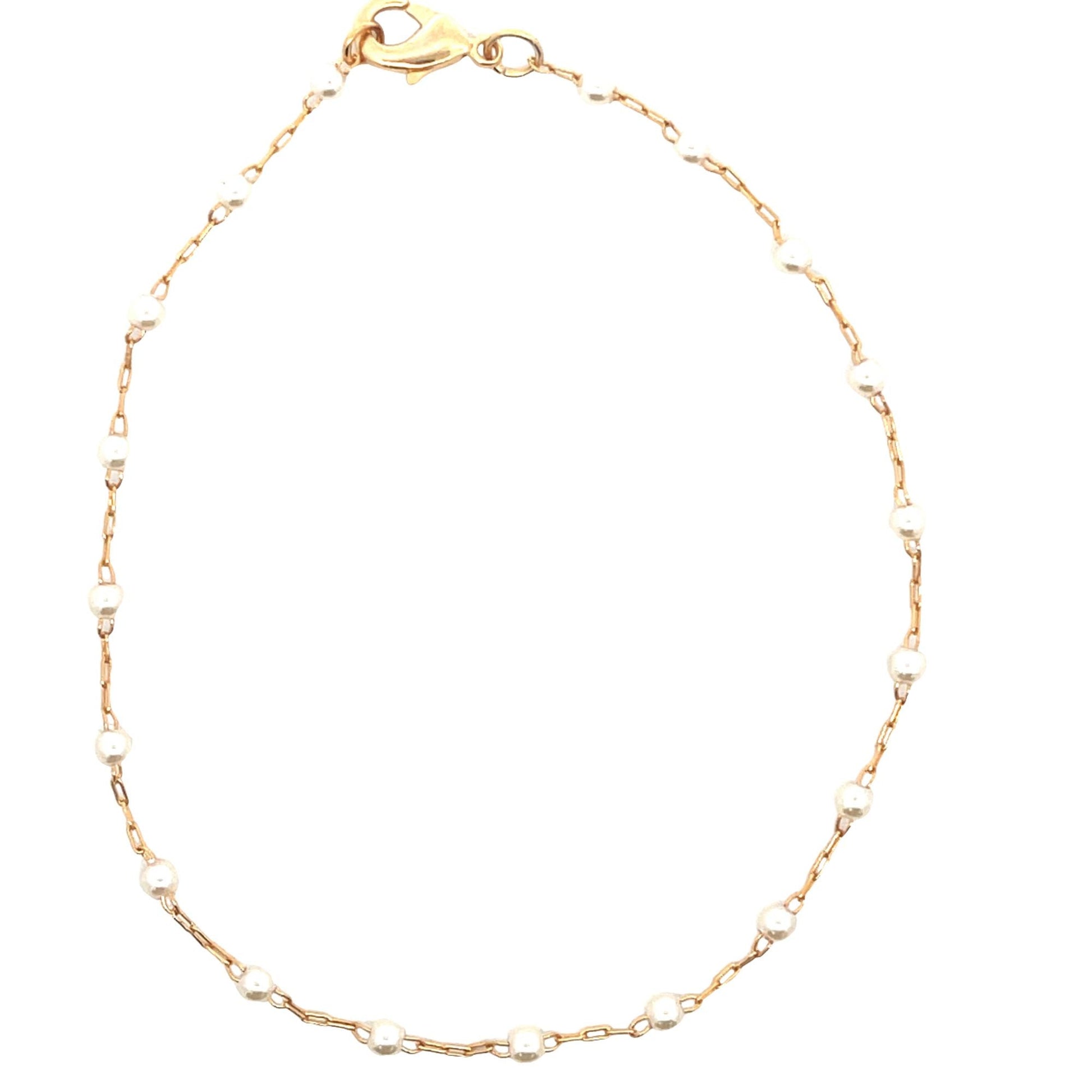 Pearl Paperclip Link Chain Anklet (H121/E250/I481)-1