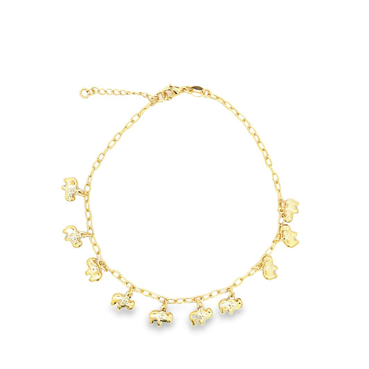 Elephant Charm Anklet (E133)-0