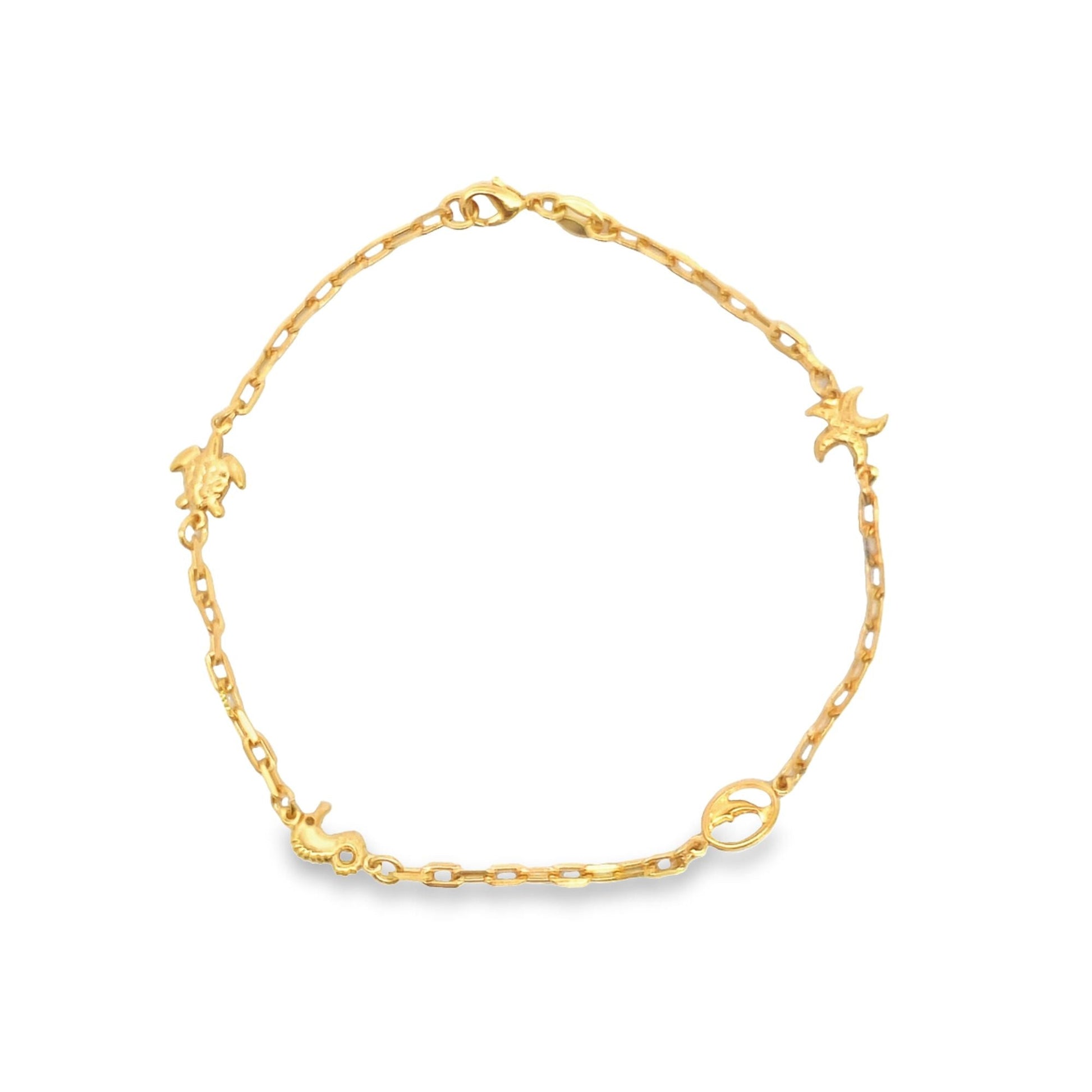 Dolphin, Turtle, Star Fish, Sea Horse Charm Anklet (E25)-0