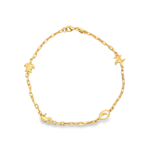 Dolphin, Turtle, Star Fish, Sea Horse Charm Anklet (E25)-0