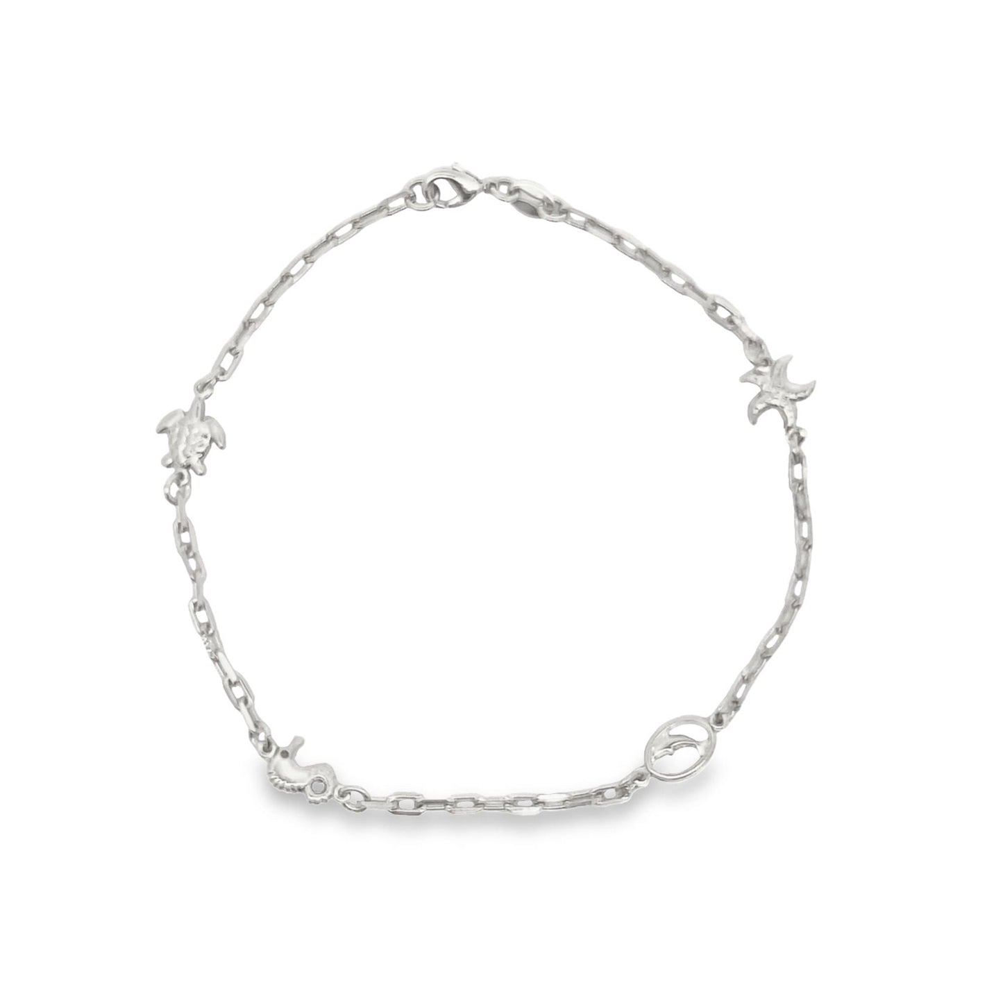 Dolphin, Turtle, Star Fish, Sea Horse Charm Anklet (E25)-1