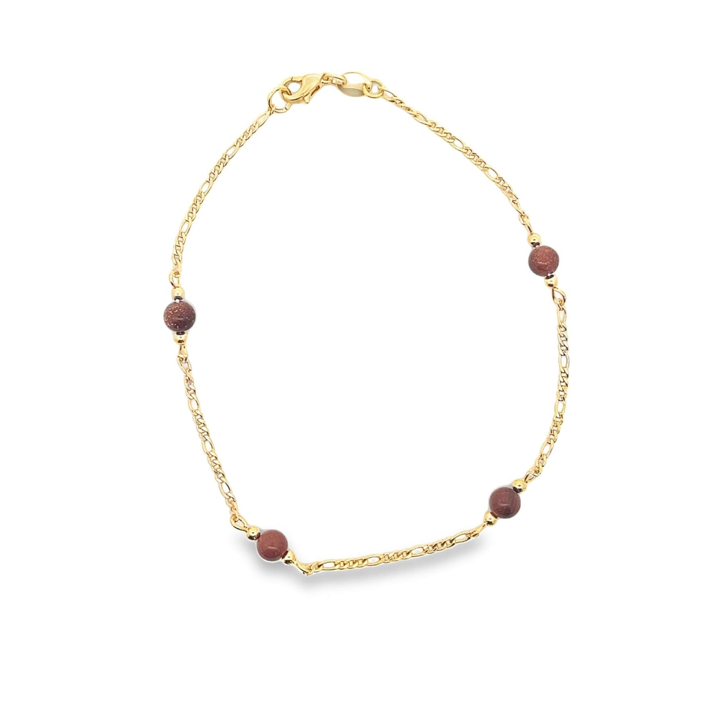 18K Gold Filled Aventurine Bead Anklet-1
