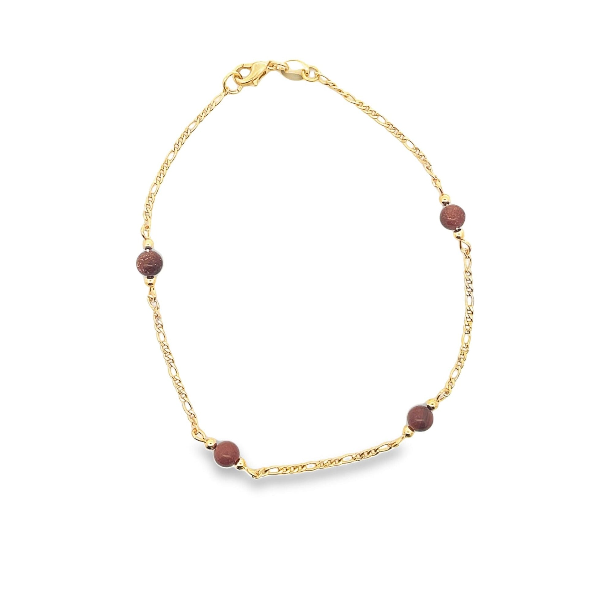 18K Gold Filled Aventurine Bead Anklet-1