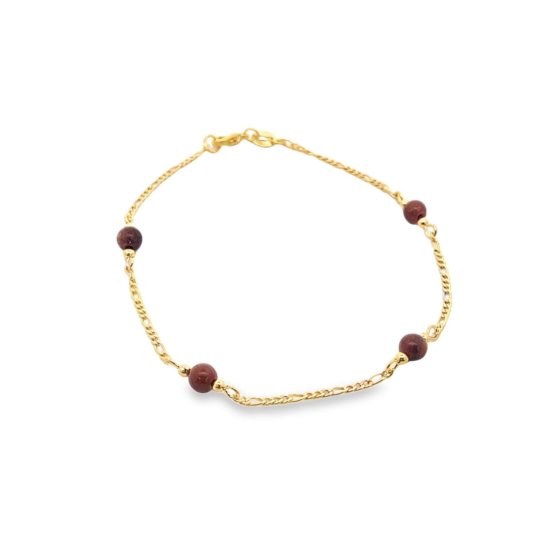 18K Gold Filled Aventurine Bead Anklet-0