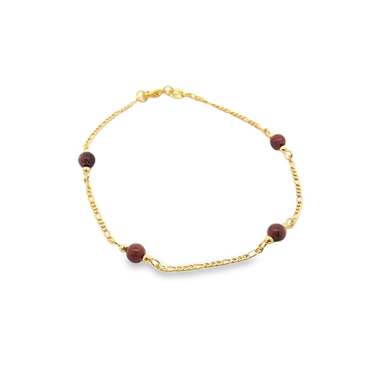 18K Gold Filled Aventurine Bead Anklet-0