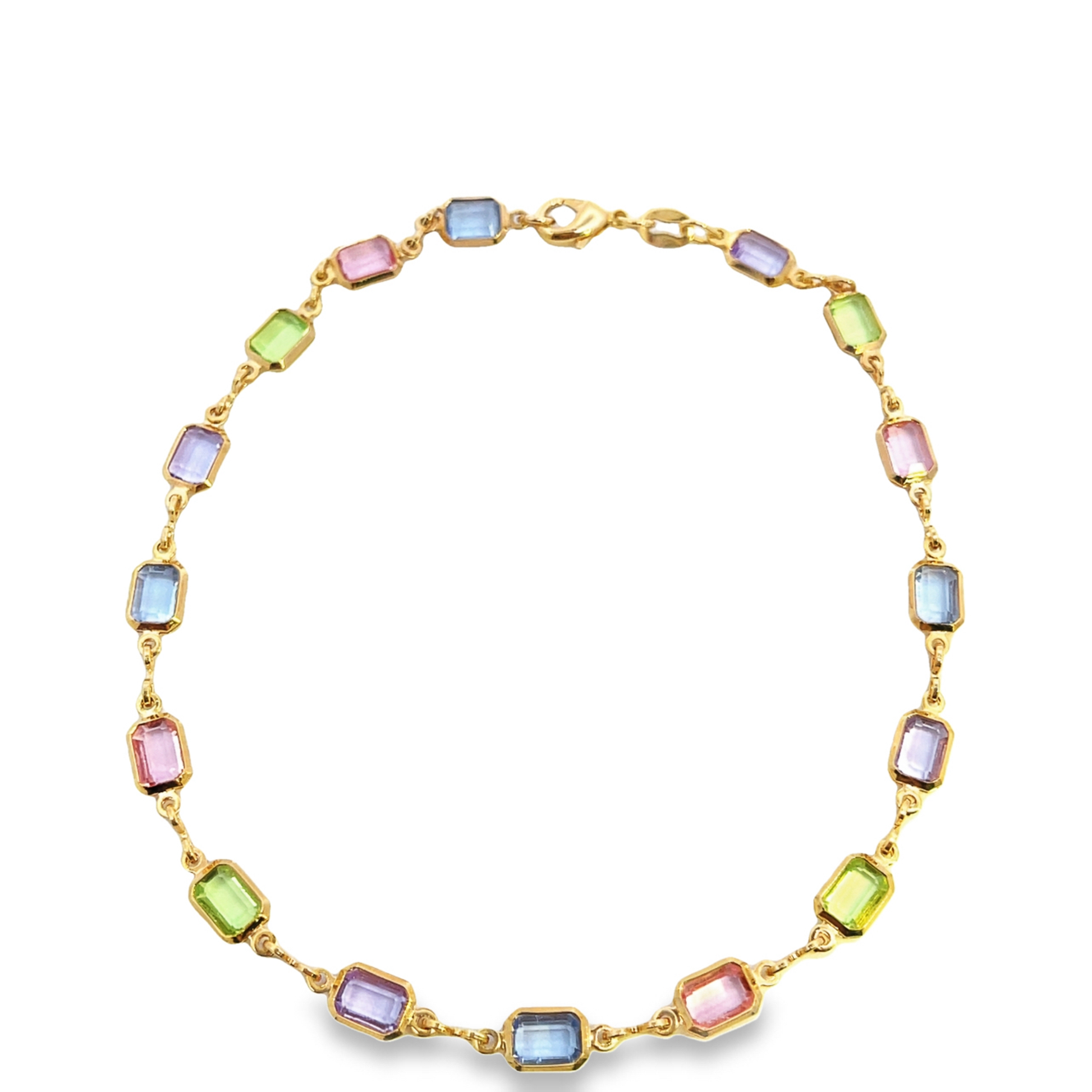Baguette Multicolor Zirconia Stone Anklet (E217)-0