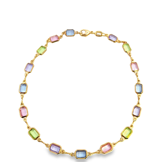Baguette Multicolor Zirconia Stone Anklet (E217)-0