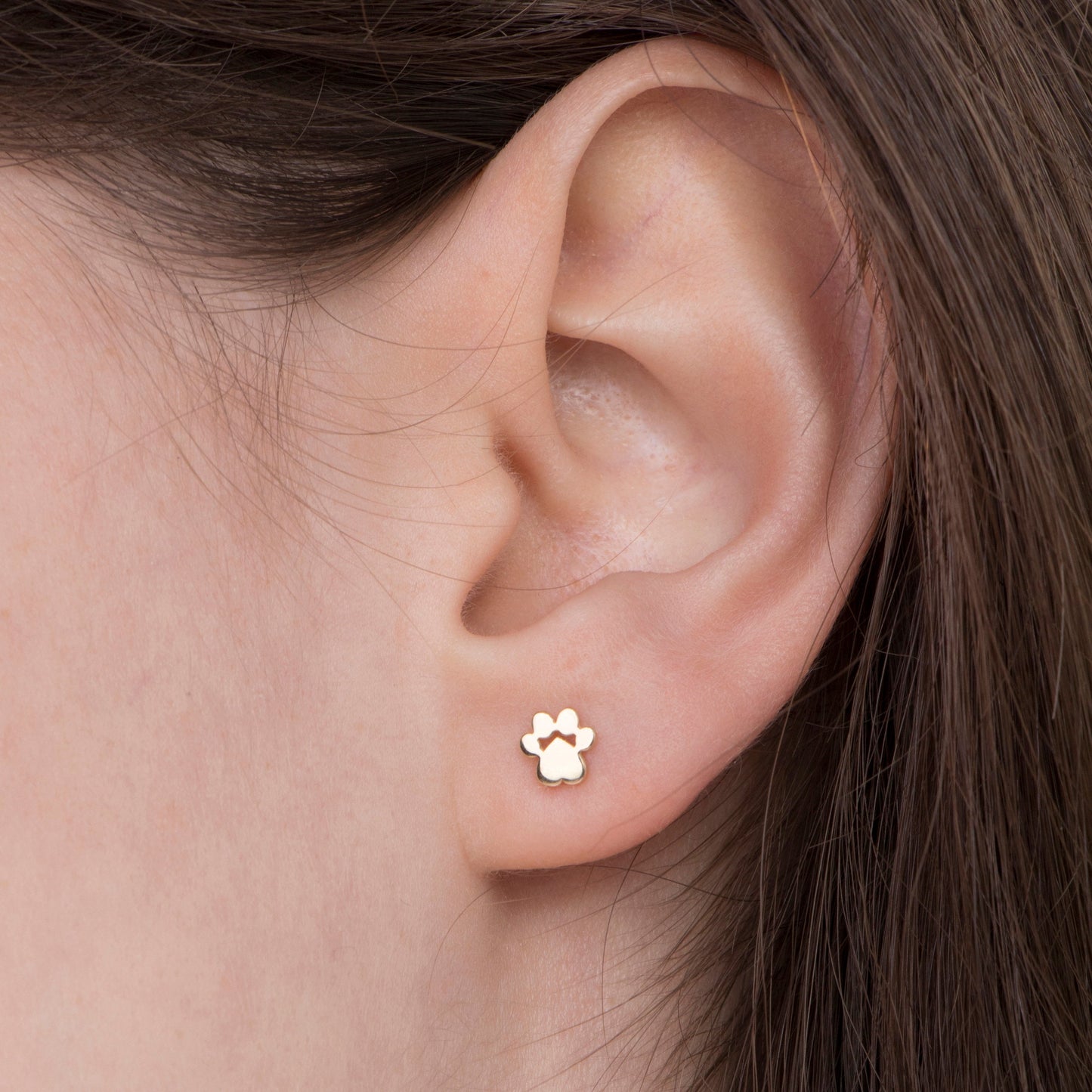 Single Golden Paw Stud in 14K Gold-2