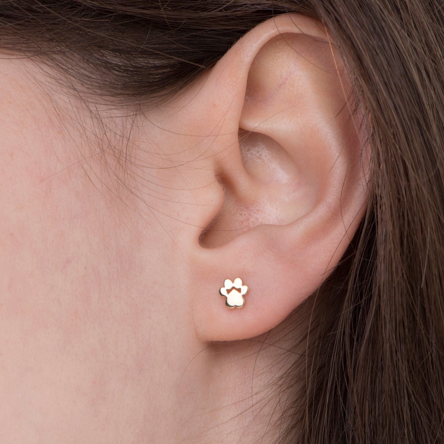 Single Golden Paw Stud in 14K Gold-1