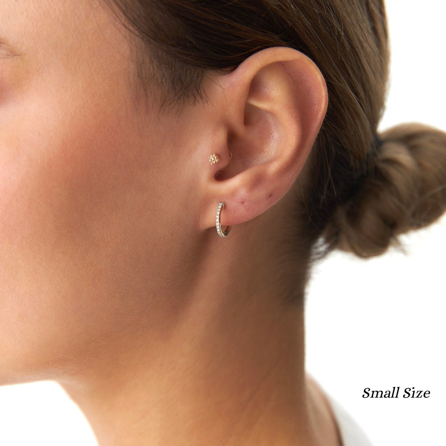 Single Diamond Hoops in 14K Gold-4