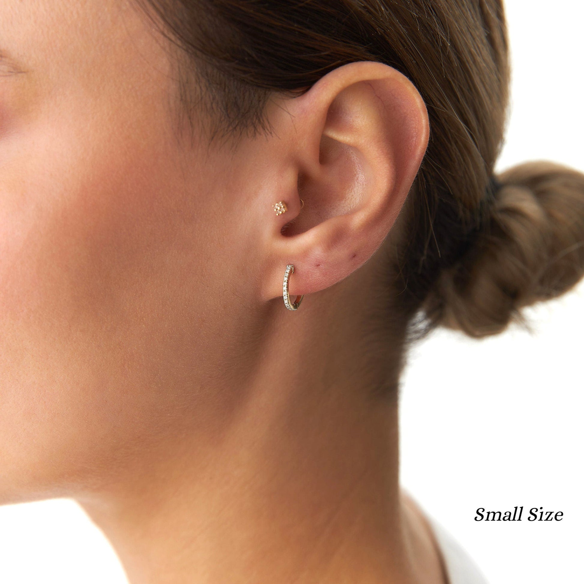 Single Diamond Hoops in 14K Gold-4