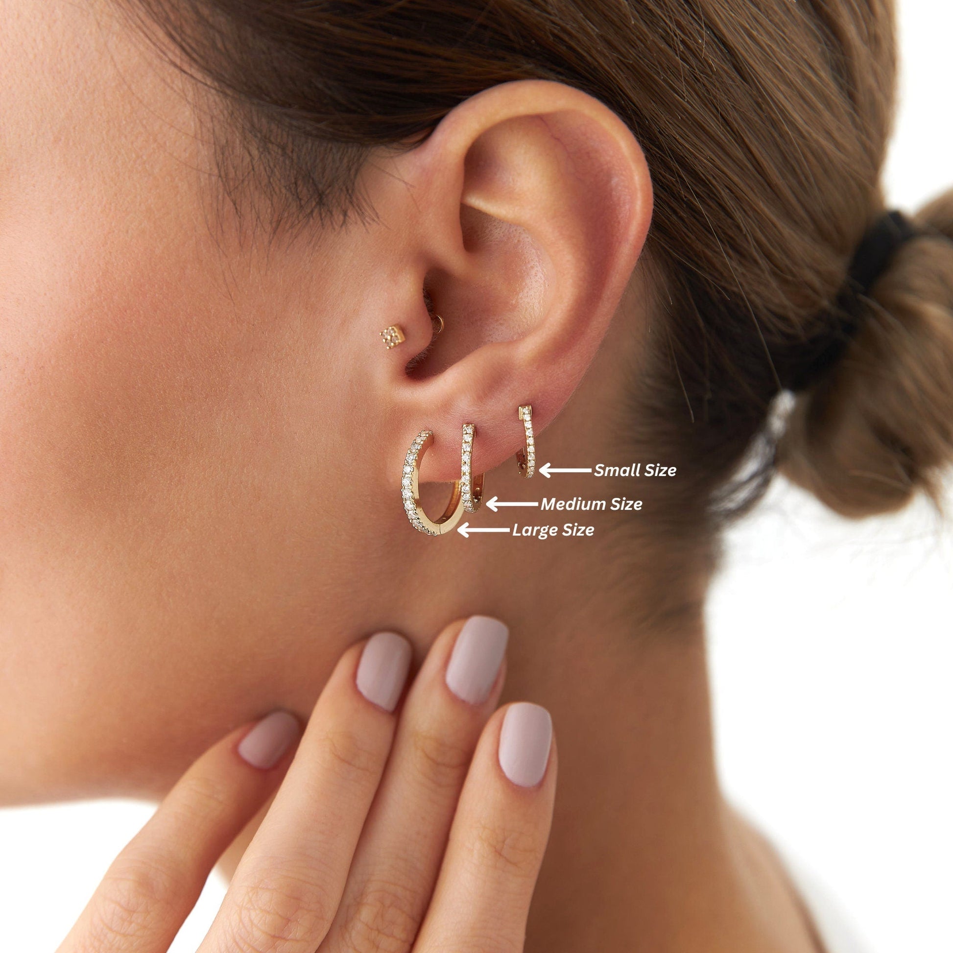 Single Diamond Hoops in 14K Gold-3